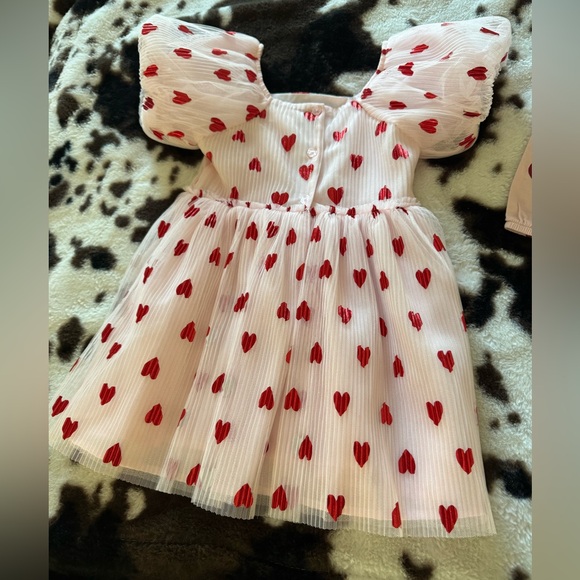 Adorable Heart Print Toddler Girls Dress Set 3T - Picture 3 of 5